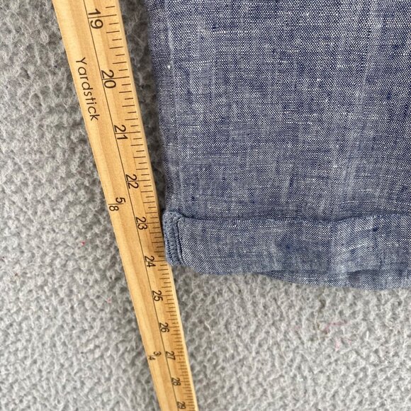 Rachel Roy Pants Womens Small Blue Linen Pockets Pull On Cuffed Cropped Tapered - Picture 8 of 12